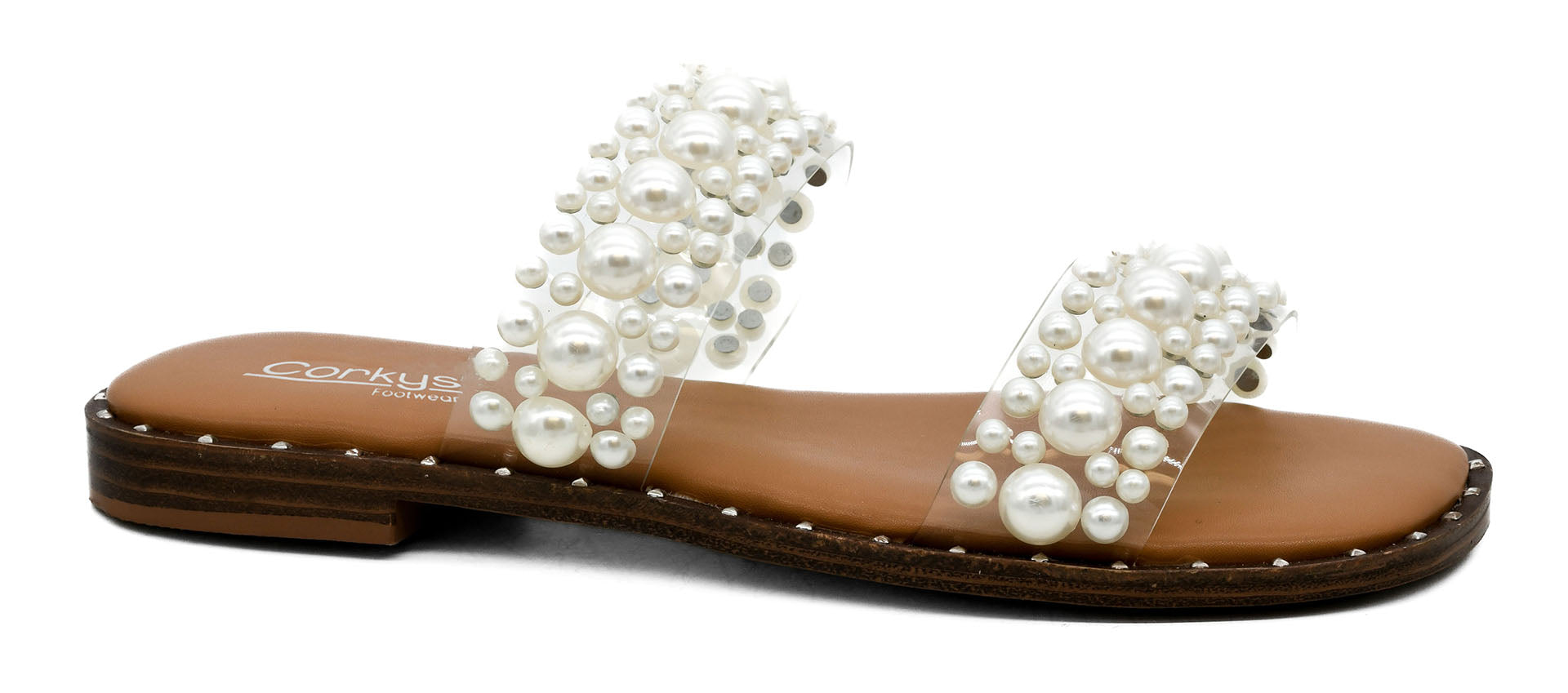 Corkys Mamma Mia Clear Pearl Sandals