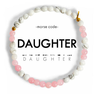 Mini Daughter Rose Quartz & Howlite Morse Code Bracelet