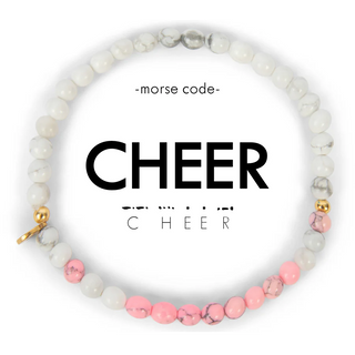 Mini Cheer Rose Quartz & Howlite Morse Code Bracelet