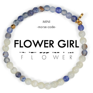 Mini Flower Girl Mother of Pearl & Blue Lace Agate Morse Code Bracelet