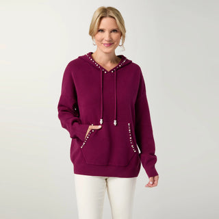 Rich Wine Heavenly-luxe Embellished Hooded Sweater