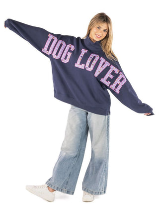 Dog Lover Mock Neck Sweatshirt One Size Fits Most