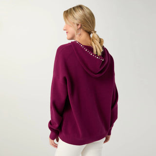 Rich Wine Heavenly-luxe Embellished Hooded Sweater