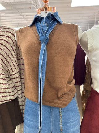 Simply Smitten Denim Tie Neck Top