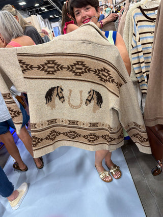 Horse Oatmeal Cardigan