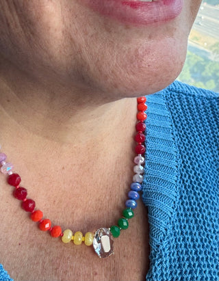 Bright Multi Beaded Necklace With Bling
