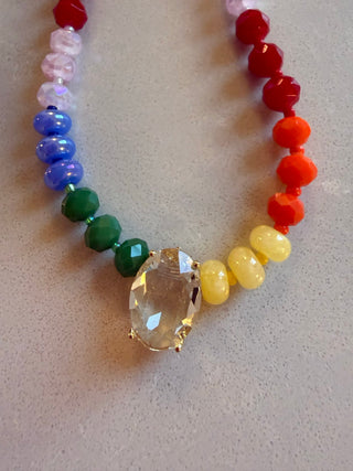 Bright Multi Beaded Necklace With Bling