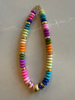 Kindy Multi Color Beaded Necklace With Gold