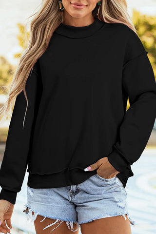 Black Reversible Mock Neck Sweatshirt