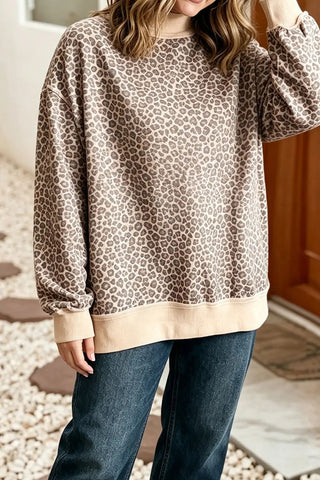 Leelo Leopard Mock Neck Sweatshirt