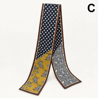Navy Gold Paisley Skinny Scarf Twilly & Belt Tie