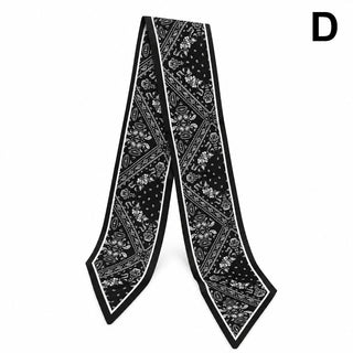 Black Bandana Print Skinny Scarf Twilly & Belt Tie