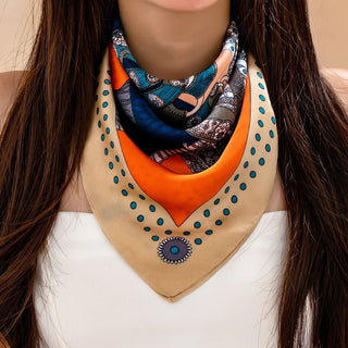 Equestrian Horse Saddle & Stirrup Printed Scarf