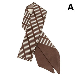 Brown Stripe Skinny Scarf Twilly