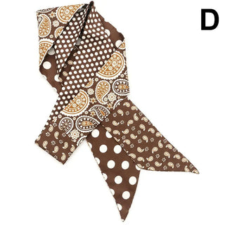 Brown Paisley Skinny Scarf Twilly