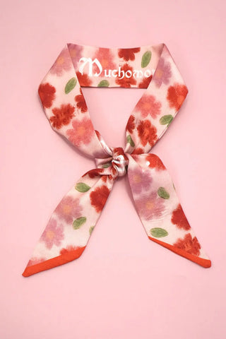 Floral Skinny Twilly Scarf Necklace Wrap