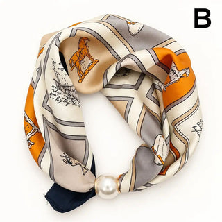 Horse Pearl Magnetic Clasp Scarf Necklace