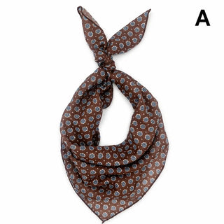 Brown W/ Blue Flowers Bandana & Neck Scarf