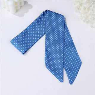 Blue Polka Dot Skinny Twilly Scarf
