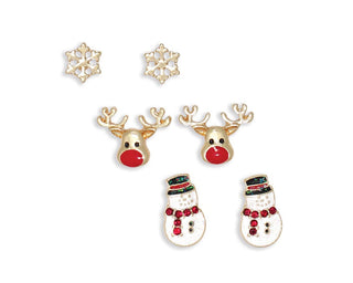 Trio Snowman + Rudolph Earrings