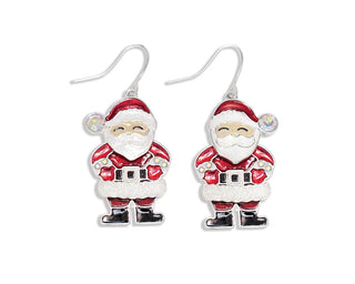 Moveable Glitter Santa Earrings