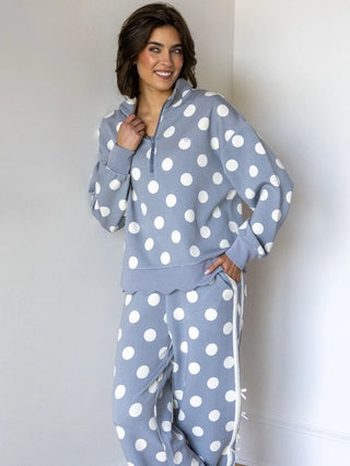 Scallop Grey Polka Dot Pullover