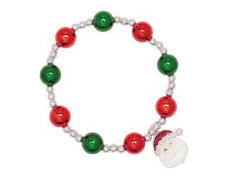 Green & Red Bracelet With Santa Charm
