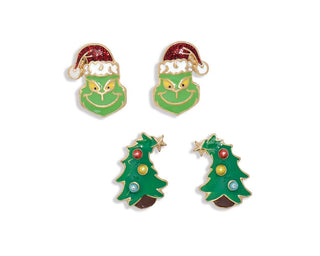 Mean One + Christmas Tree Earrings