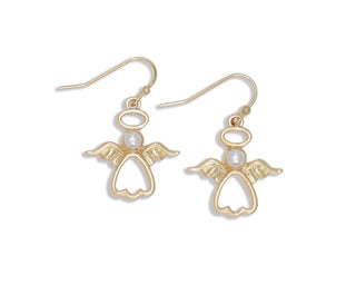 Gold Open Angels W Pearls Earrings