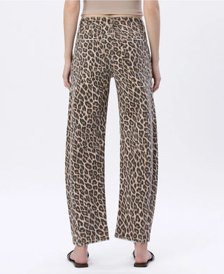 Vervet High Rise Leopard Print Barrel Jeans