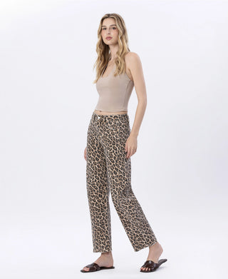 Vervet High Rise Leopard Print Barrel Jeans