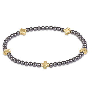 Eneton Signature Cross Small 3mm Pearl Dark Grey Bracelet