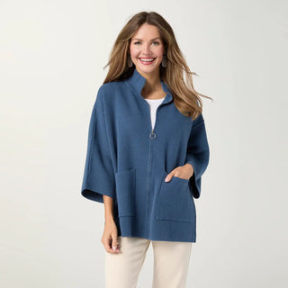 Steller Blue Heavenly-luxe Zip Cardigan With Pockets