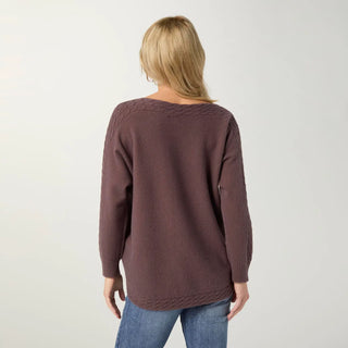 French Roast Heavenly-luxe Cable Knit Detail Dolman Sweater