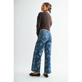Mica Denim High Rise Floral Wide Leg Jeans