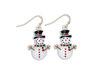 Snowman W Hat + Scarf Earrings