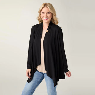 Black Soft Landing Cardigan With Button Closure