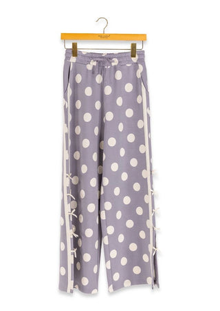 Polka Dot Grey Pant With Bows