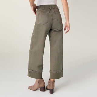 Olive Avante Wide Ankle With Front Seam Pant