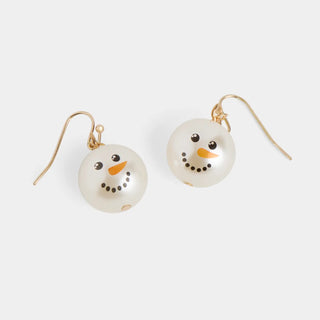 Snowman Pearl Pop Gold Earrings