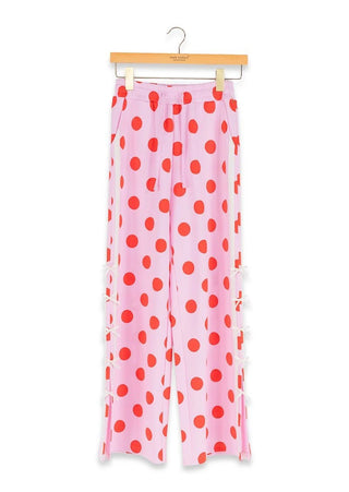 Pink Red Dot Pants With Bows