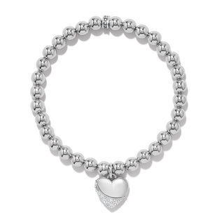 Meridian Petite Wave Heart Stretch Bracelet Silver