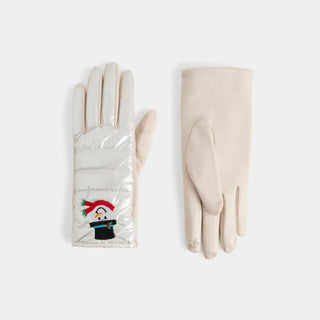 Embroidered Snowman Touchscreen Gloves
