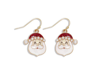 Santa Heads W Pearl Cap Earrings