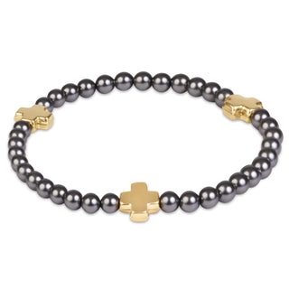 Enewton Extends Signature Cross 4mm Pearl Dark Grey Bracel