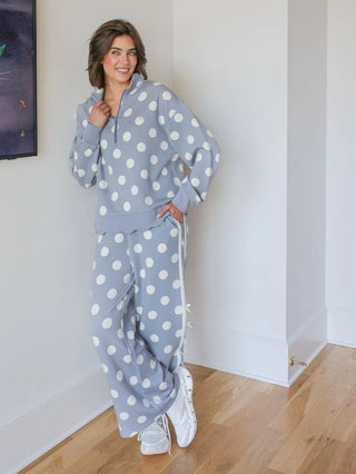 Polka Dot Grey Pant With Bows