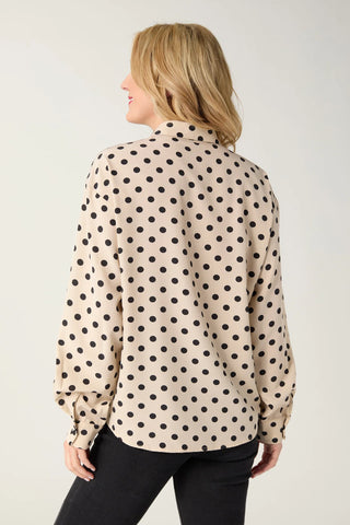 Laura Dot Print Collared Top
