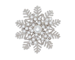 Pin-silver & Pearl Snowflake