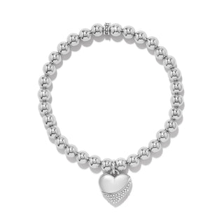 Meridian Petite Wave Heart Stretch Bracelet Silver
