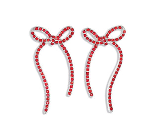Red Crystal Bows Earrings